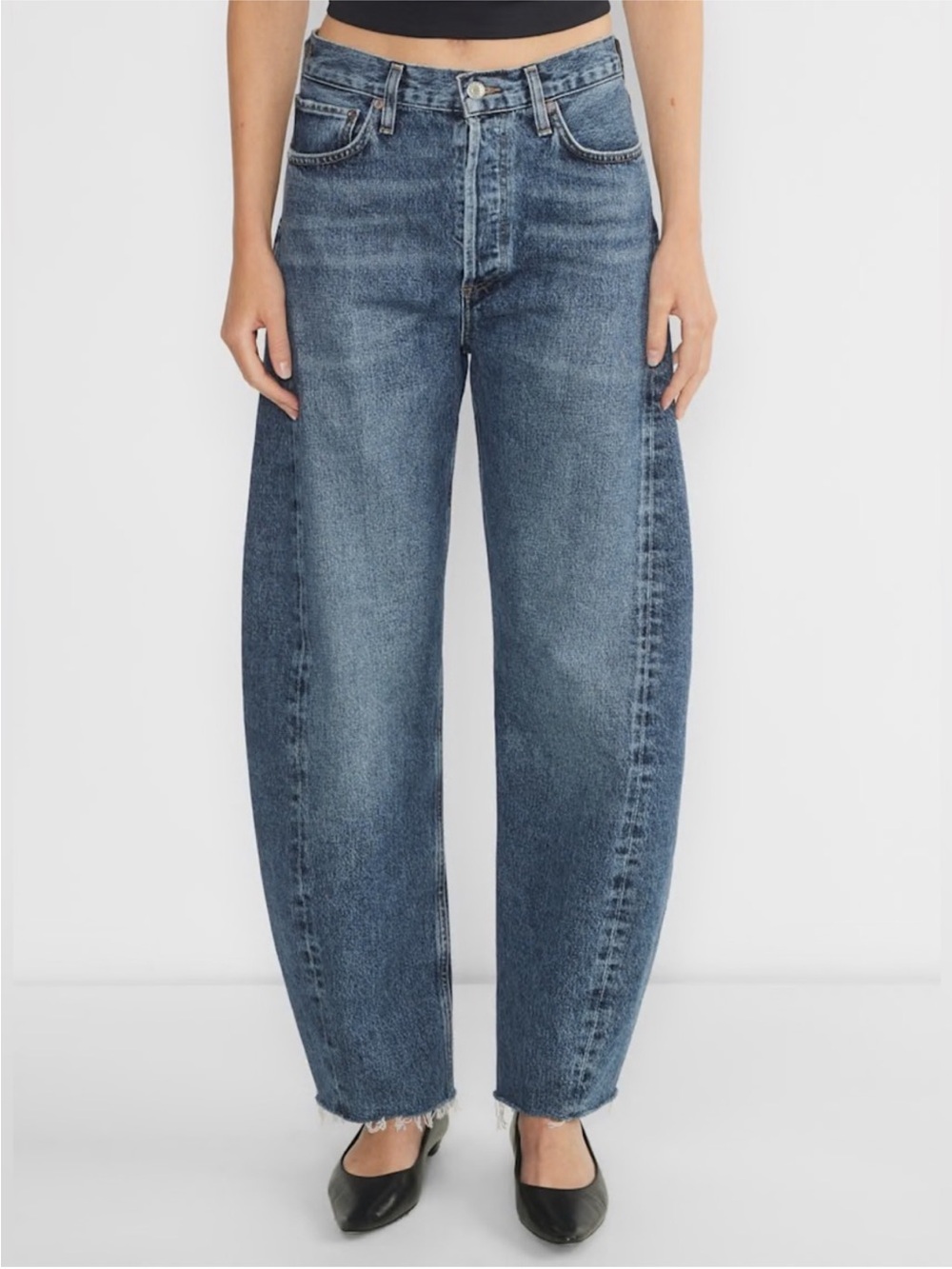 AGOLDE Luna Pieced Jeans Size 32 Control Dark Wash Tapered Curve Leg Relaxed NWT